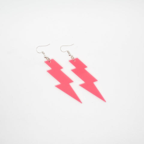 Pink lightning bolt earrings by Smells Like Crime, Co.