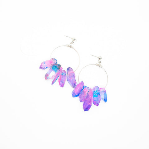 Raw crystal hoop earrings by Smells Like Crime, Co.