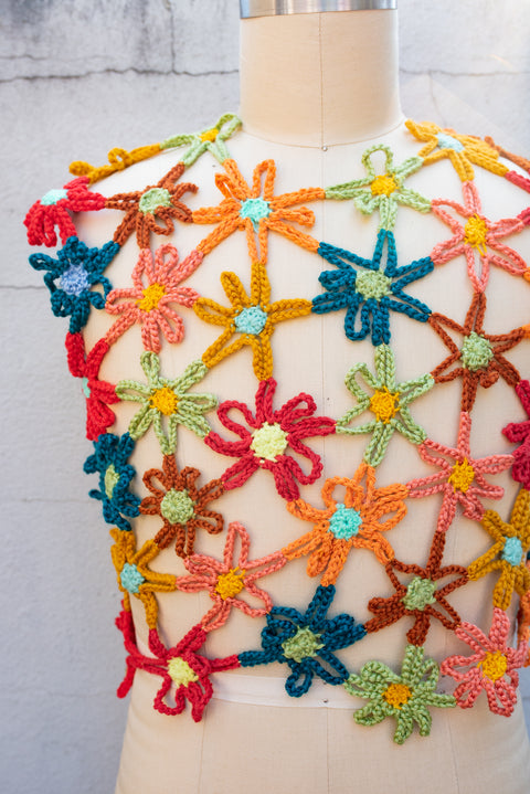 Crocheted flower top.