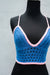 Blue and pink crochet top.
