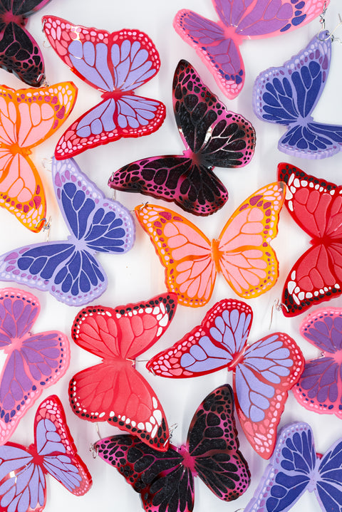 Colorful butterfly earrings.