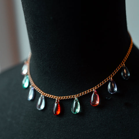 Rainbow dew-drop necklace.