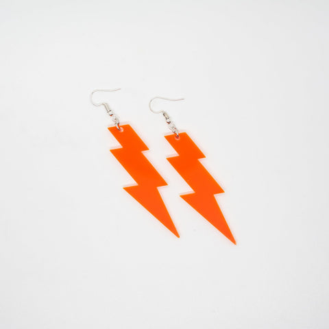 Orange lightning bolt earrings by Smells Like Crime, Co.