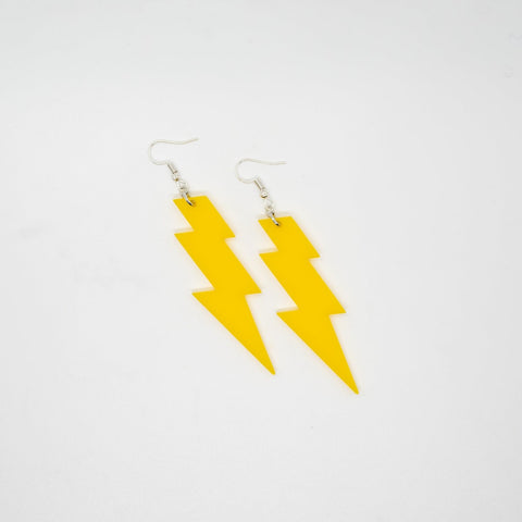 Yellow lightning bolt earrings by Smells Like Crime, Co.
