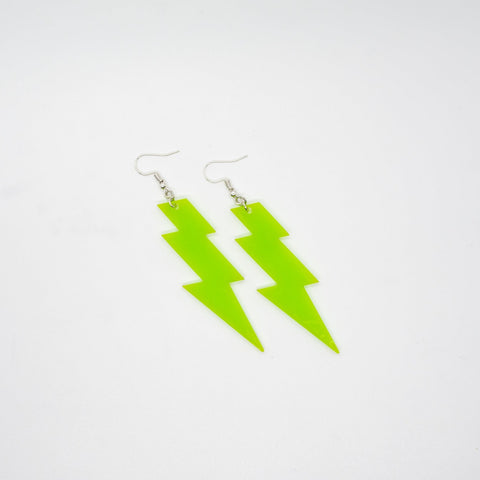 Green lightning bolt earrings by Smells Like Crime, Co.
