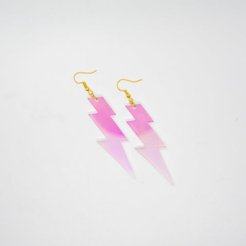 Iridescent lightning bolt earrings by Smells Like Crime, Co.