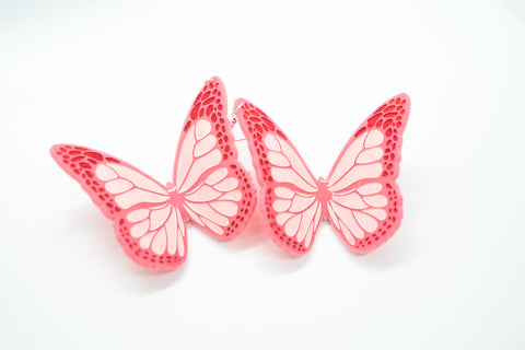 Pink and red butterfly earrings by Smells Like Crime, Co.