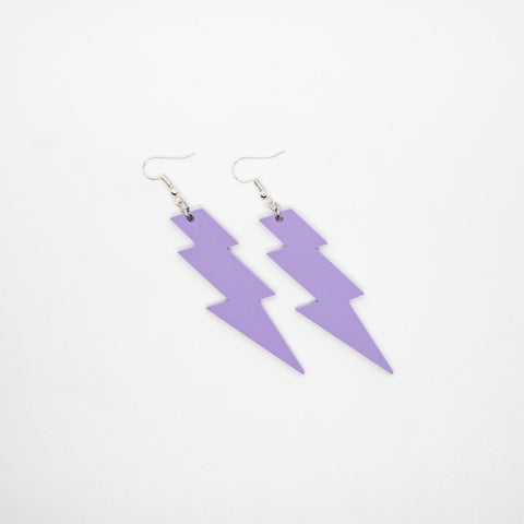 Purple lightning bolt earrings by Smells Like Crime, Co.