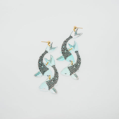 Iridescent koi fish earrings by Smells Like Crime, Co.