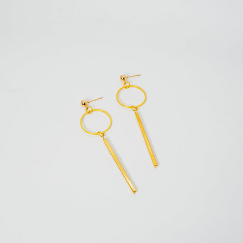 Gold drop earrings by Smells Like Crime, Co.