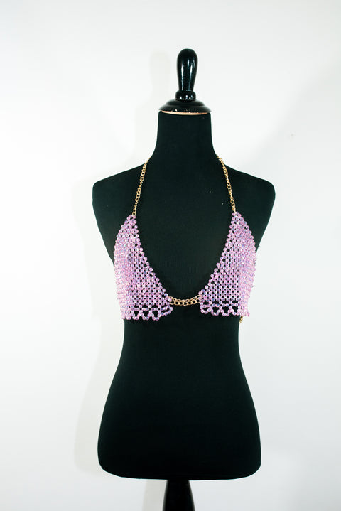 Pink beaded bralette top by Smells Like Crime, Co.